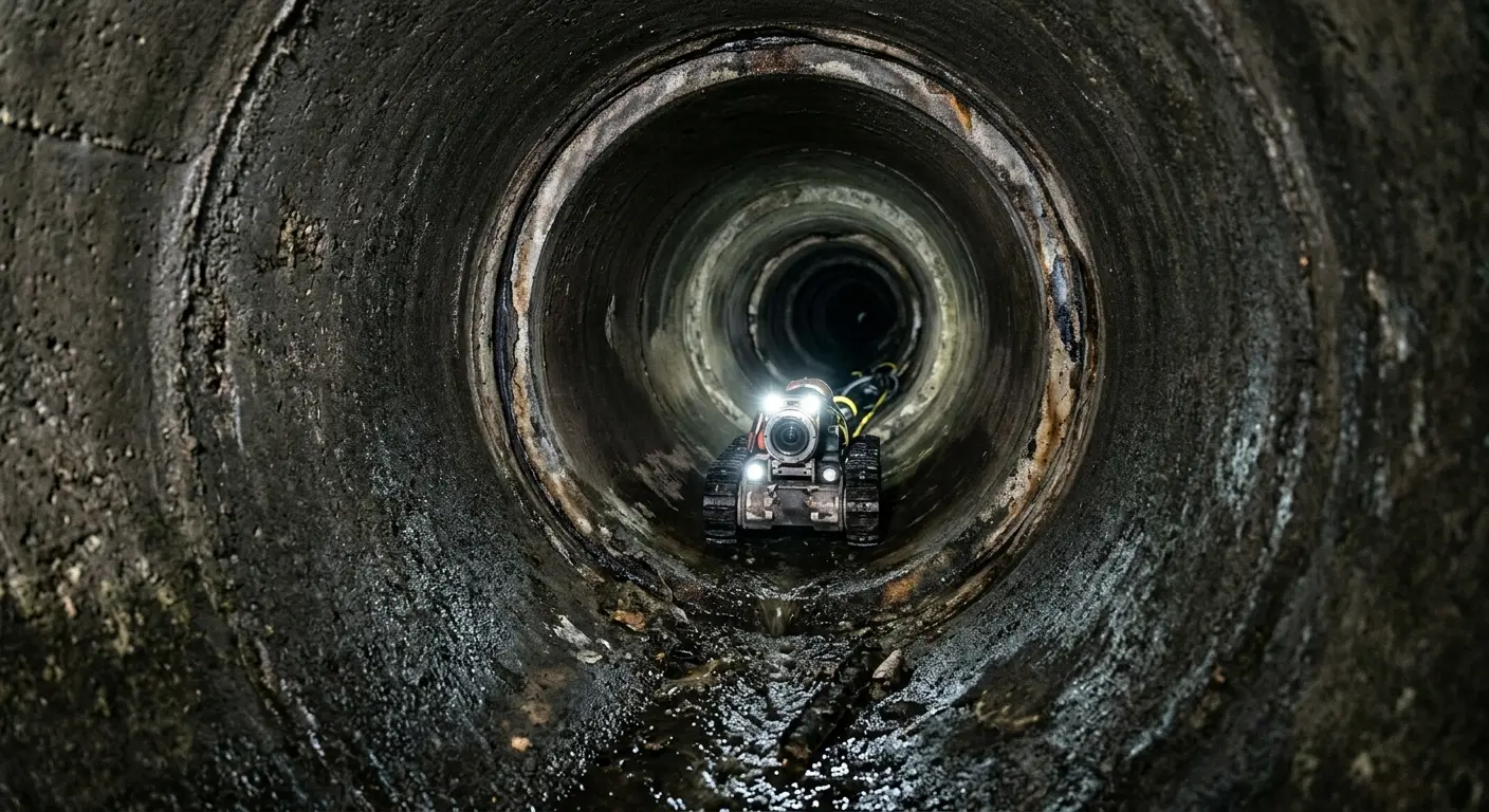 Robotic sewer camera inspecting pipe interior for Sewer Line Repair in Jupiter